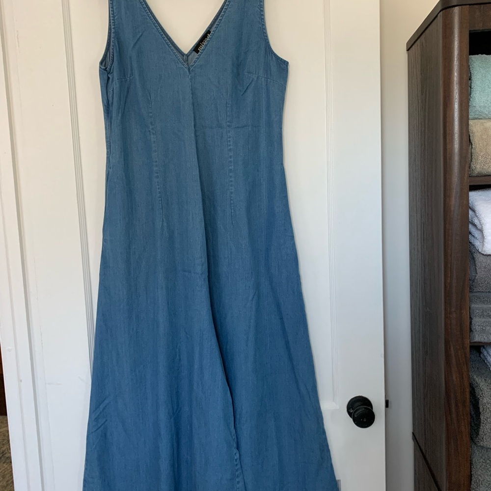 Chambray wide leg jumpsuit